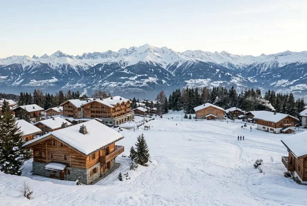 Crans-Montana resort on the high plateau in the Valais Alps