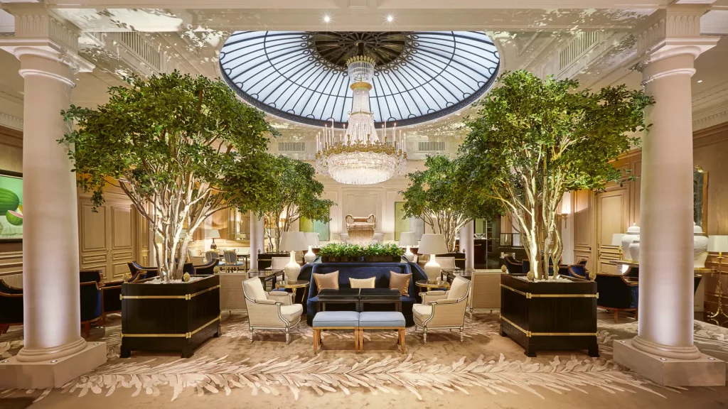 Historic Le Hall lounge at Baur au Lac Zurich
