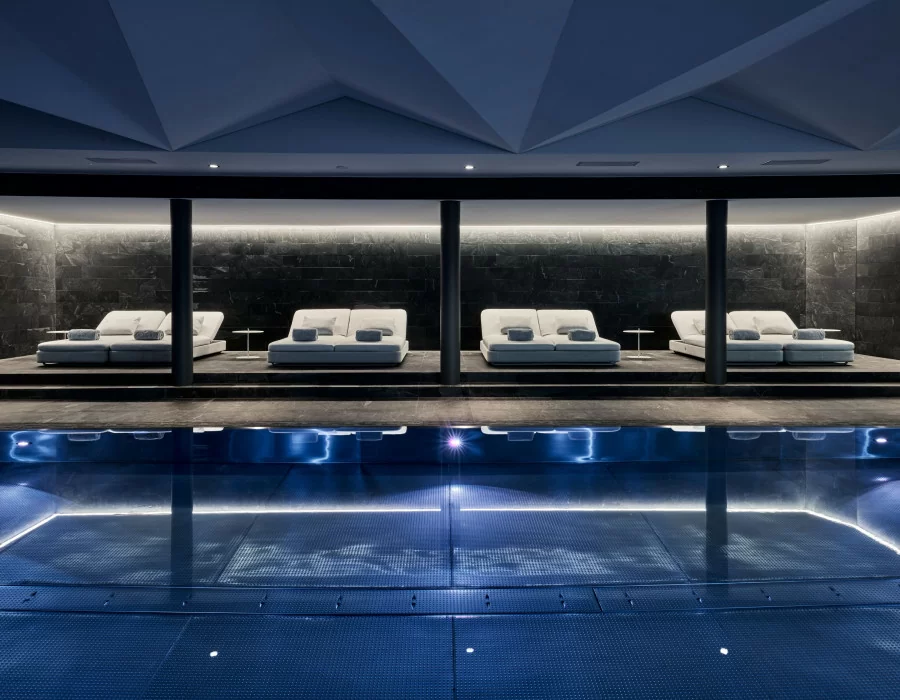 Indoor swimming pool at Grace Spa in St. Moritz