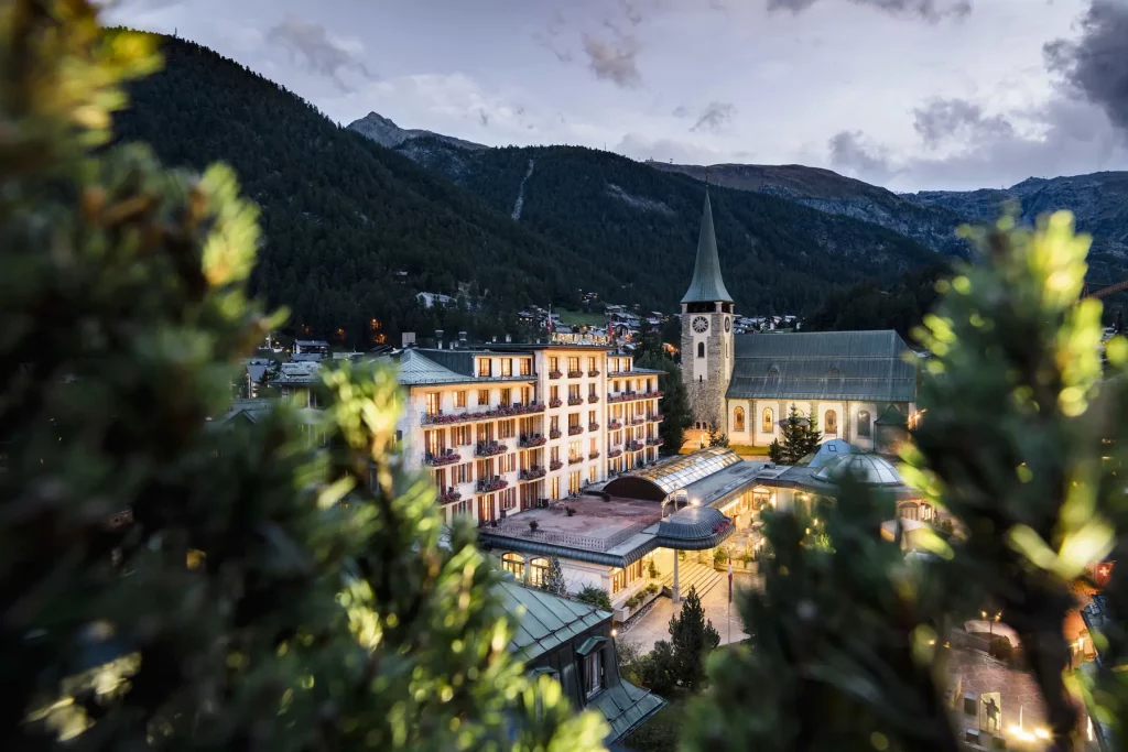 Aerial view of the Grand Hotel Zermatterhof