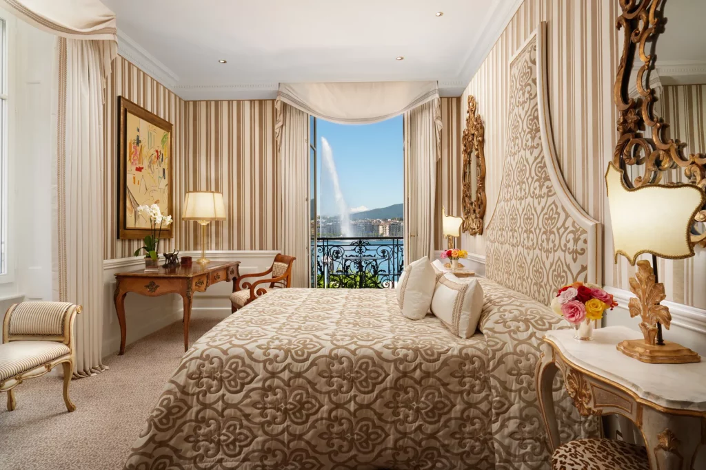 Lake-view suite at Hotel d'Angleterre Geneva