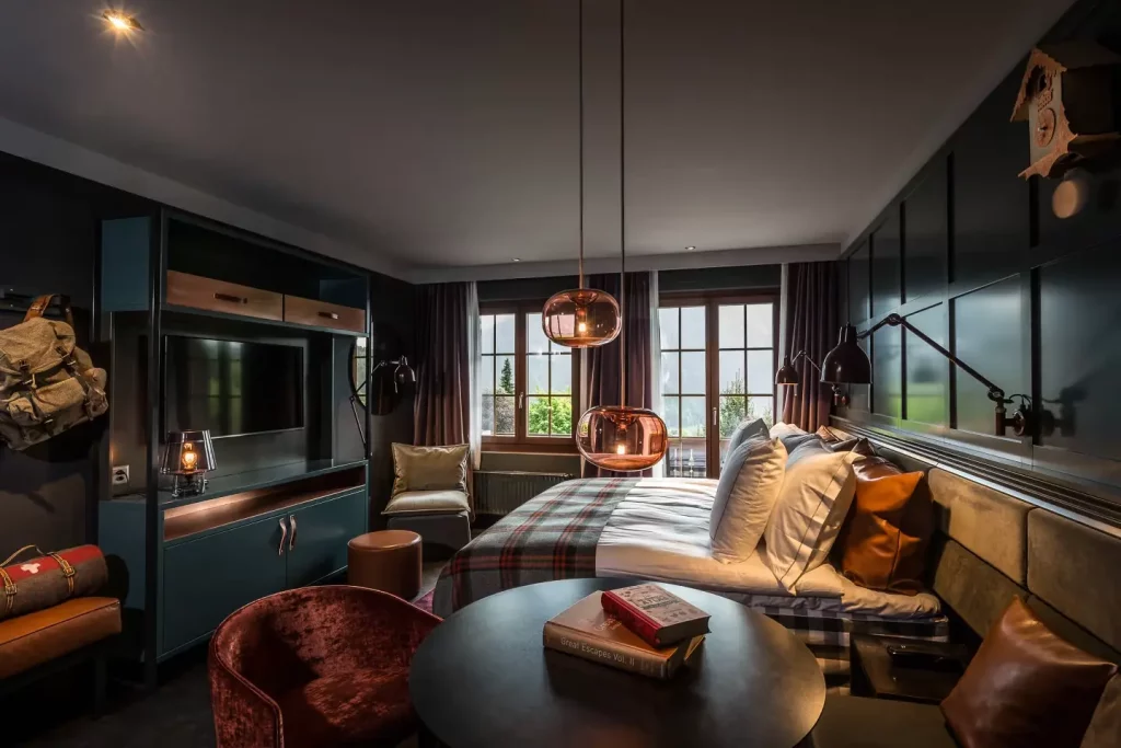 Suite with Alpine views at HUUS Gstaad Hotel