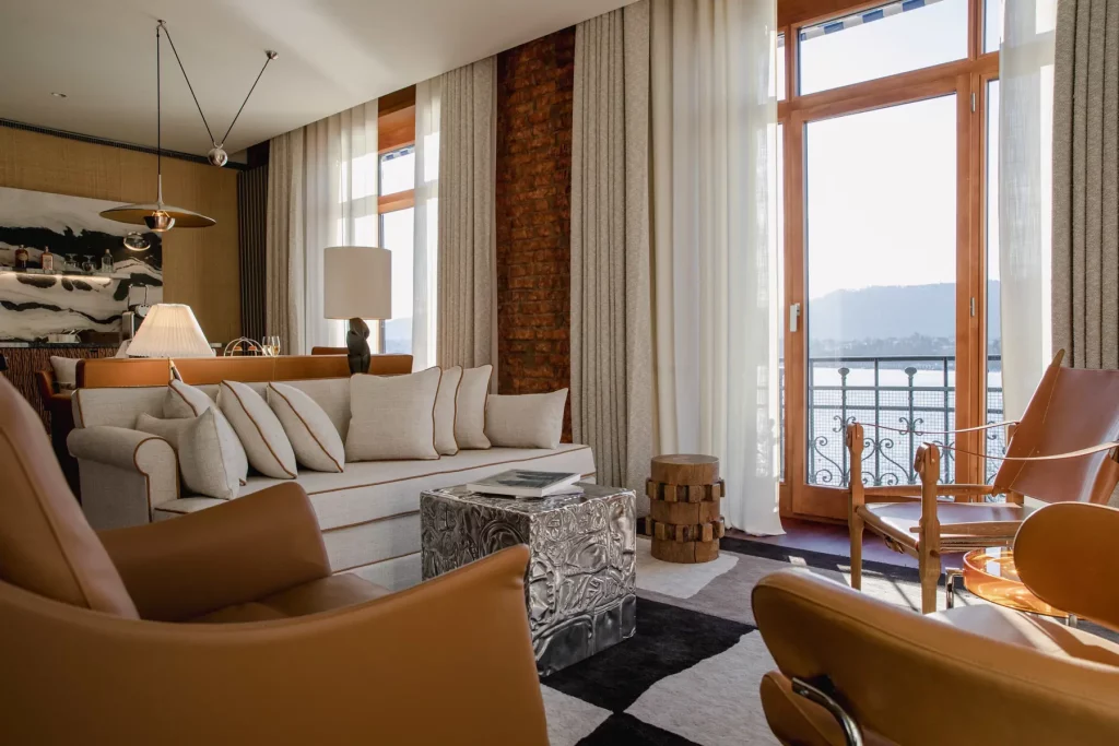 Eden Suite with private balconies overlooking Lake Zurich