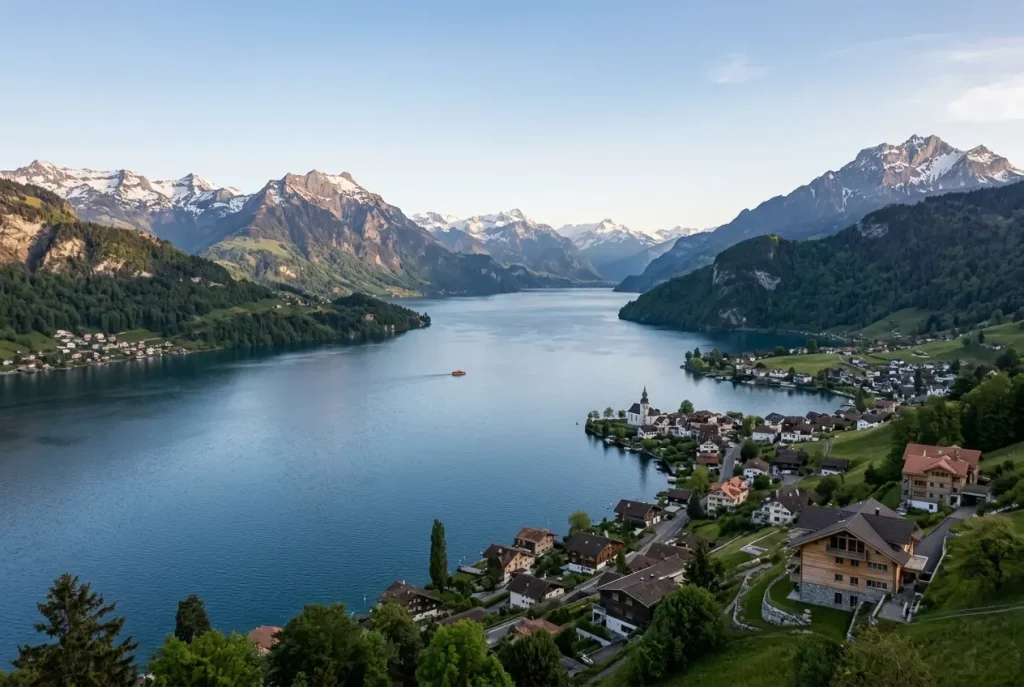 Lake Lucerne surrounded by the mountains of Central Switzerland