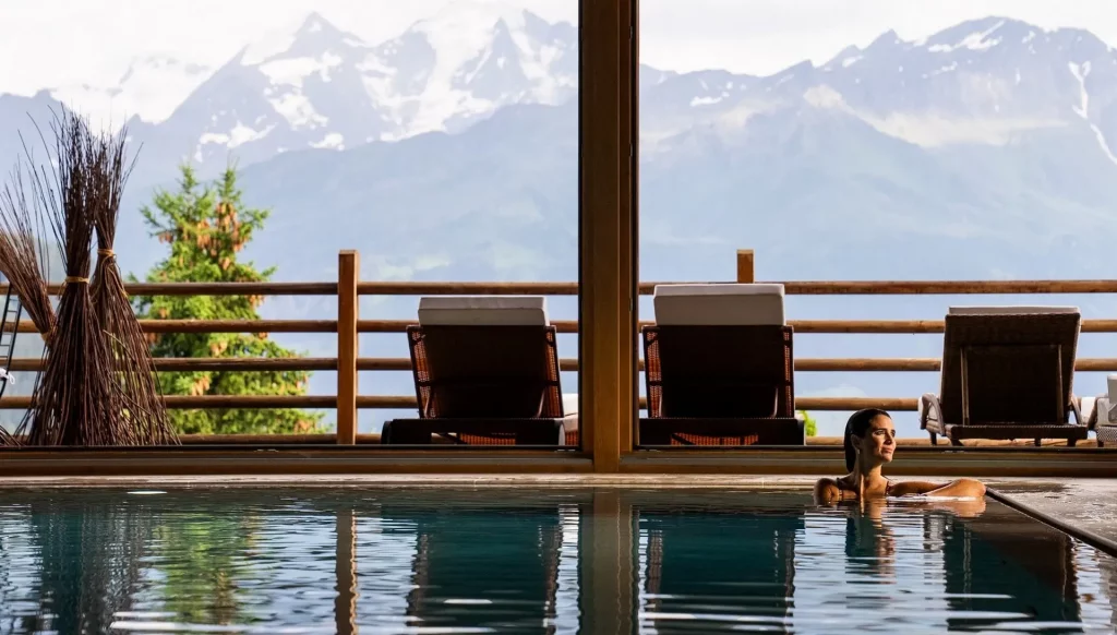 Heated indoor pool at Le Chalet d’Adrien