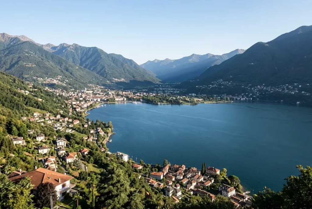 Locarno overlooking the Swiss shore of Lake Maggiore in Ticino