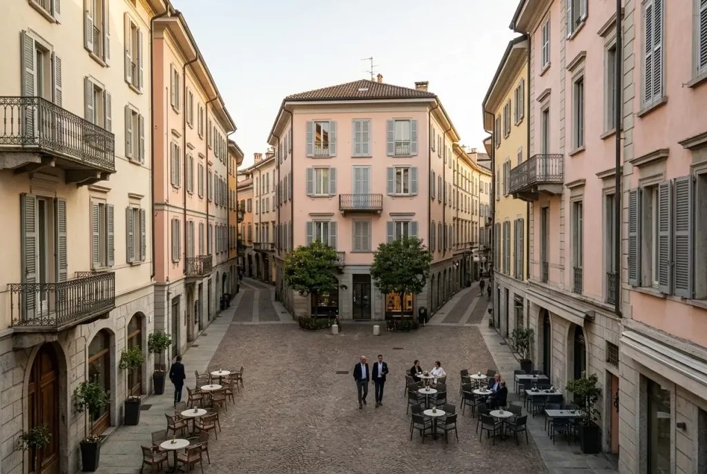 Historic architecture around Piazza della Riforma in central Lugano
