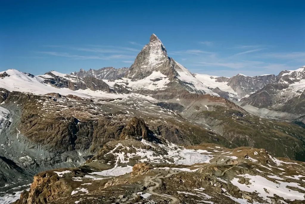 Matterhorn and high Alpine landscape above Zermatt