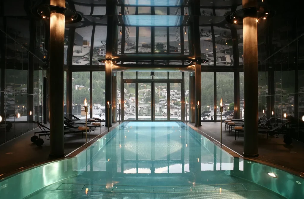 The swimming pool at The Omnia Zermatt