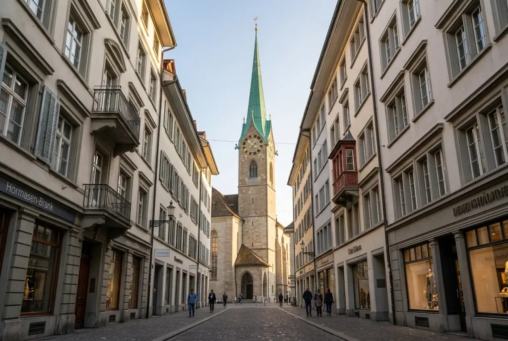 Historic streets and architecture in Zurich Old Town