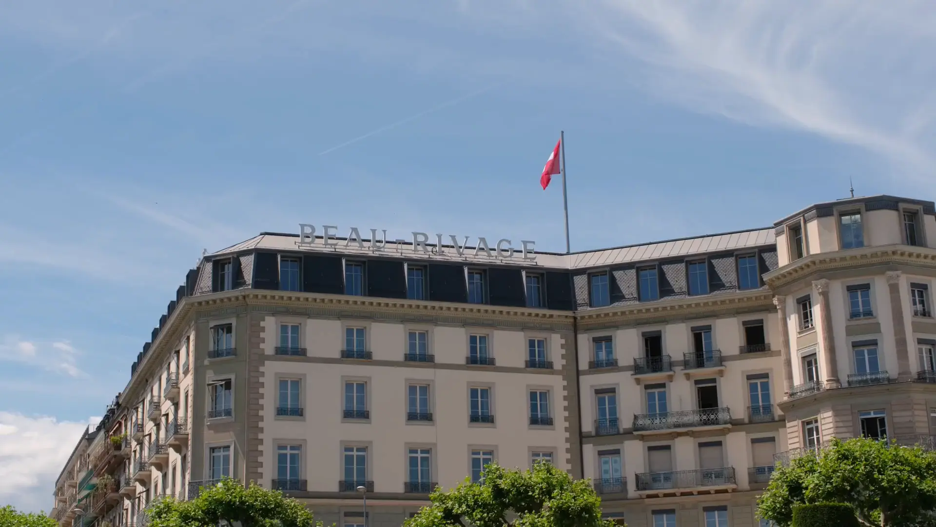 View of the top of the Beau Rivage Geneva Hotel.