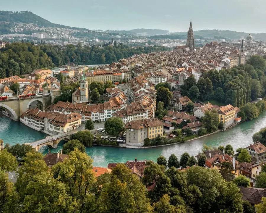 Aerial view of the city of Bern in Switzerland