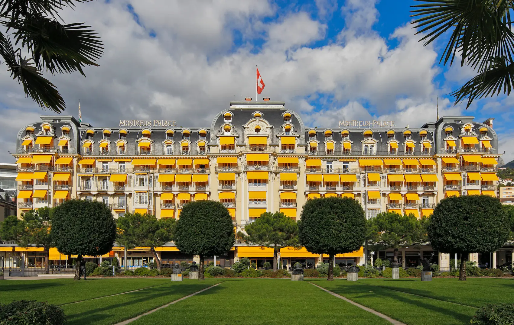View of the Fairmont Le Montreux Palace in Montreux Switzerland.