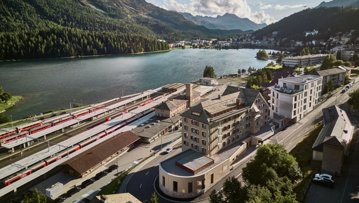 Drone view of Grace La Margna St. Moritz