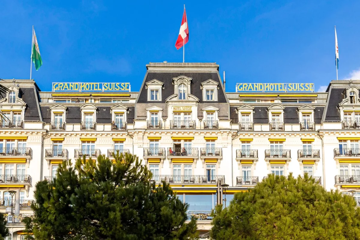 View of the Grand Hotel Suisse Majestic in Montreux Switzerland