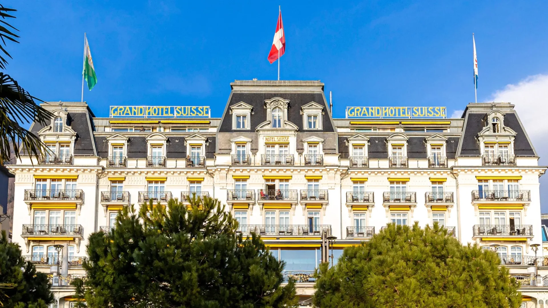 View of the Grand Hotel Suisse Majestic in Montreux Switzerland