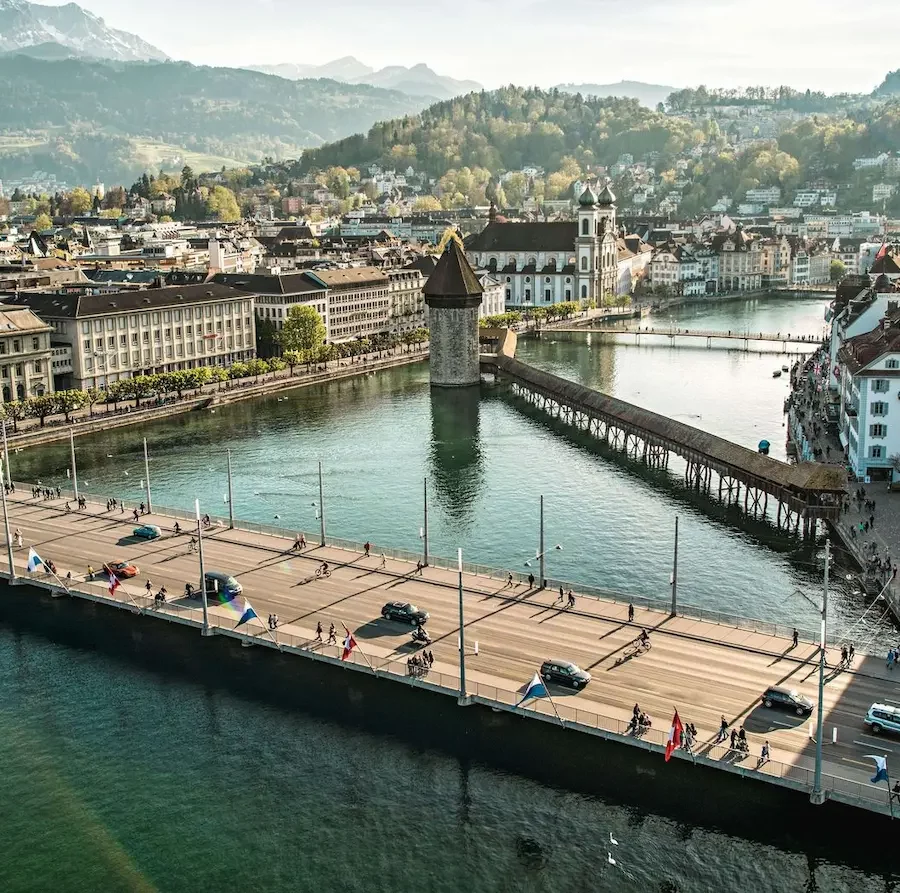 Aerial view of the city of Lucerne in Switzerland