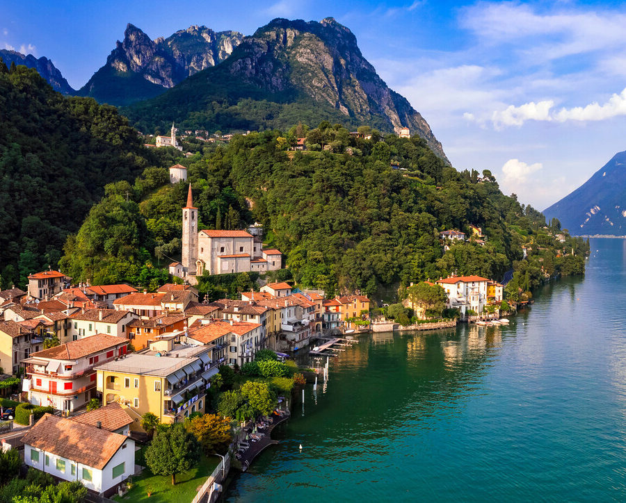 Aerial view of Lugano in Switzerland