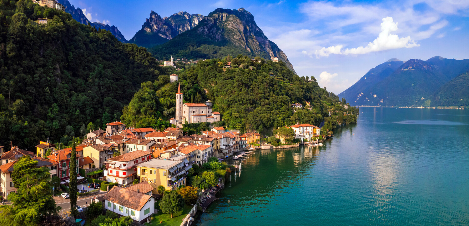 Aerial view of Lugano in Switzerland