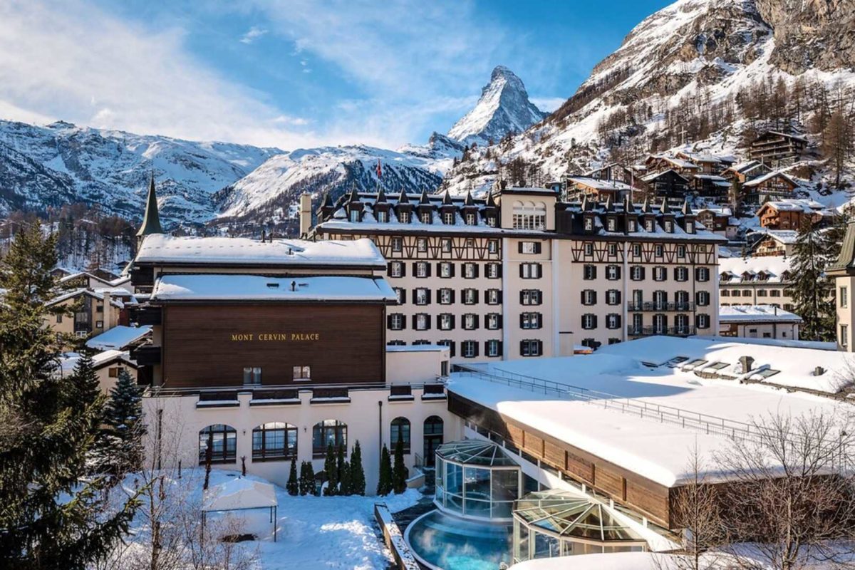 View of the Mont Cervin Palace in Zermatt