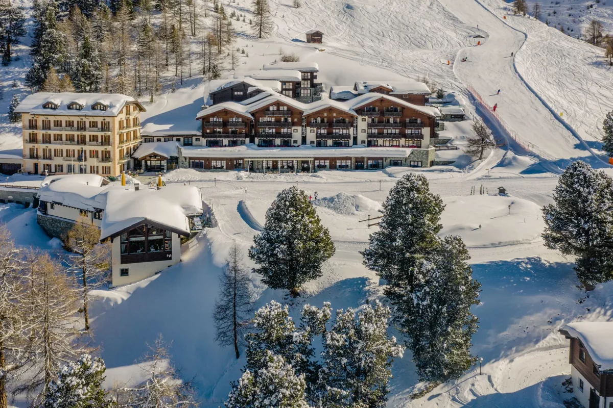 Aerial view of Riffelalp Resort 2222m Zermatt