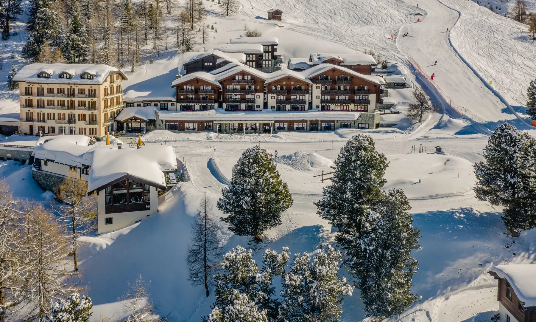 Aerial view of Riffelalp Resort 2222m Zermatt