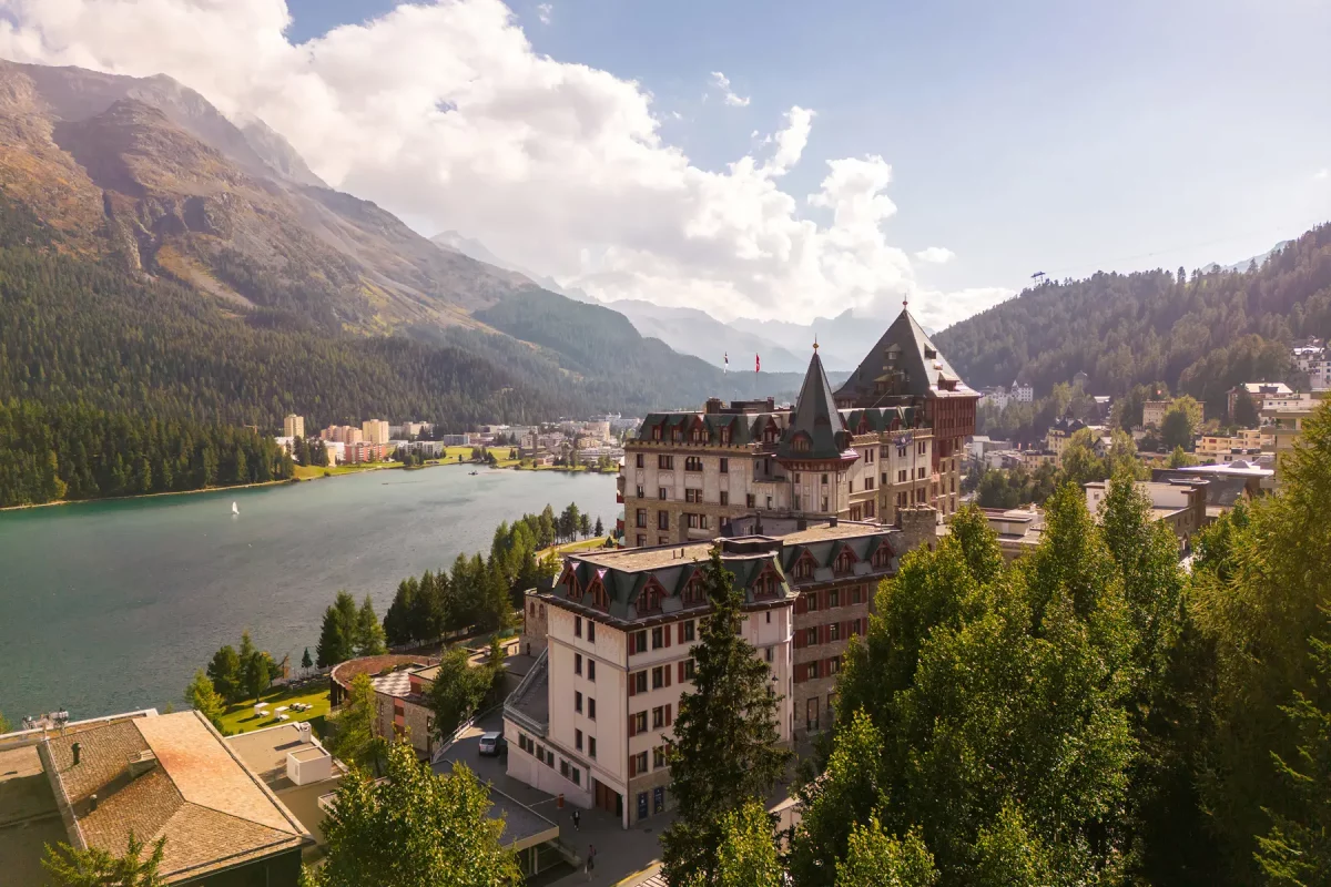 Aerial view of the Badrutt’s Palace Hotel