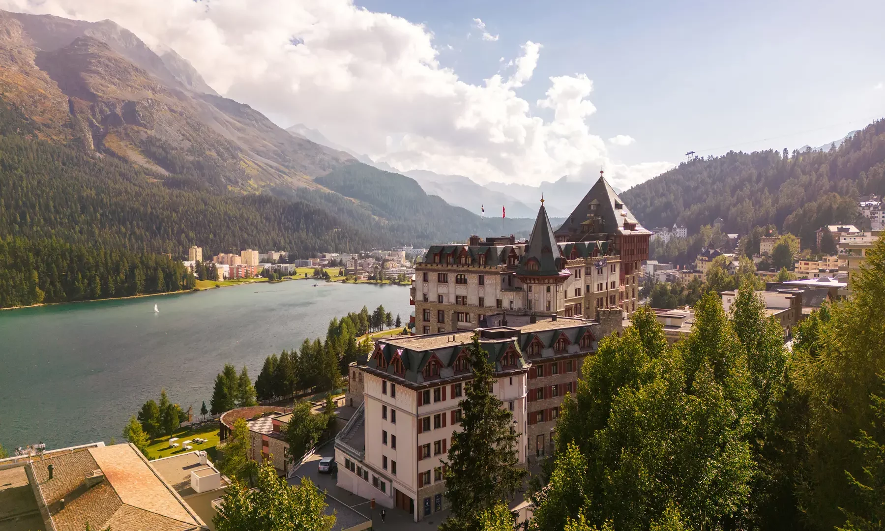 Aerial view of the Badrutt’s Palace Hotel