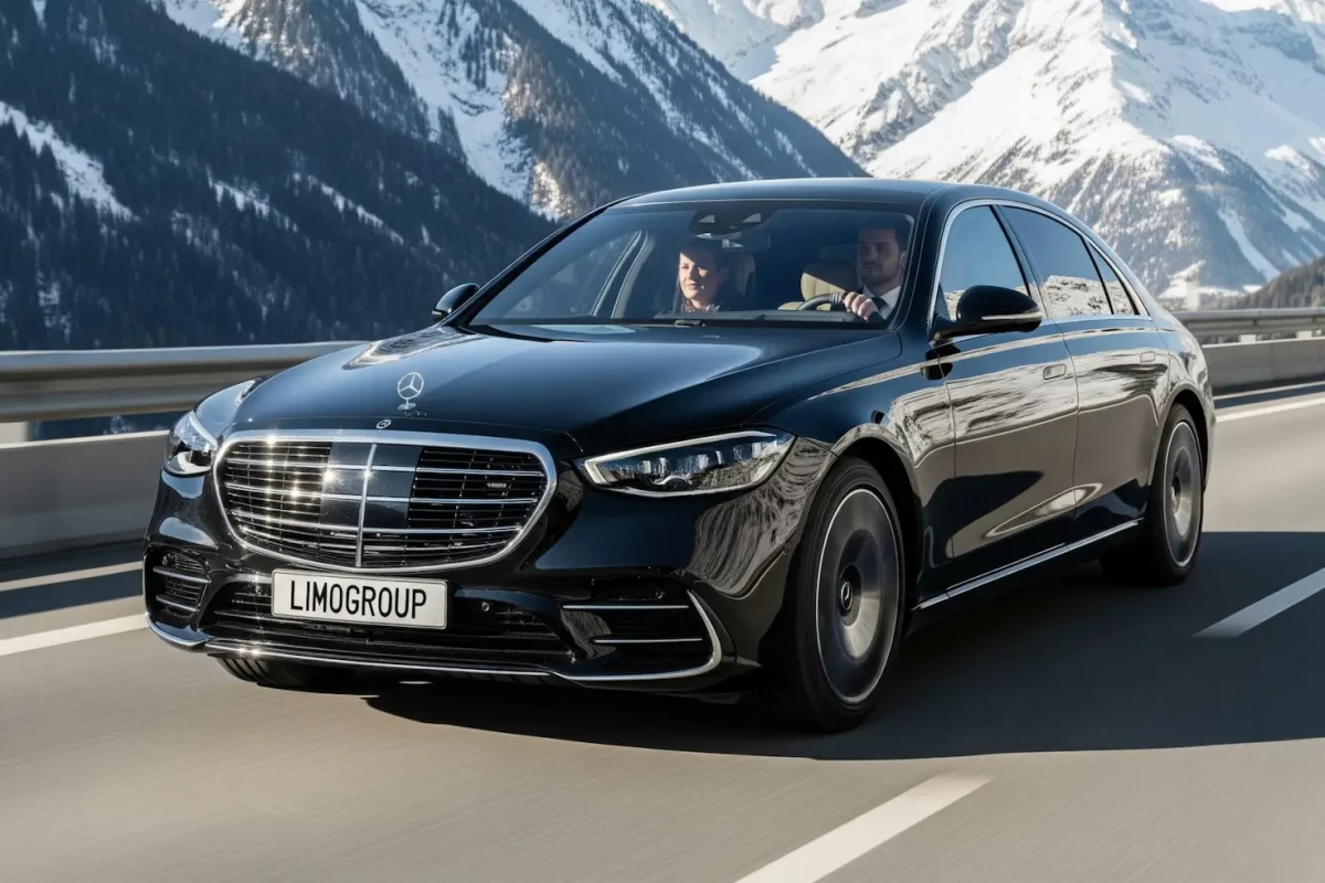 Black Mercedes-Benz S-Class for a Geneva to Chamonix transfer