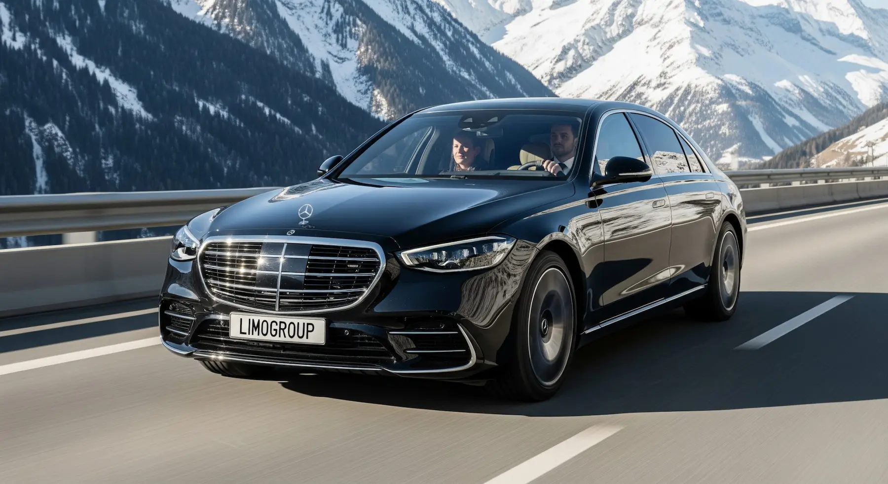 Black Mercedes-Benz S-Class for a Geneva to Chamonix transfer