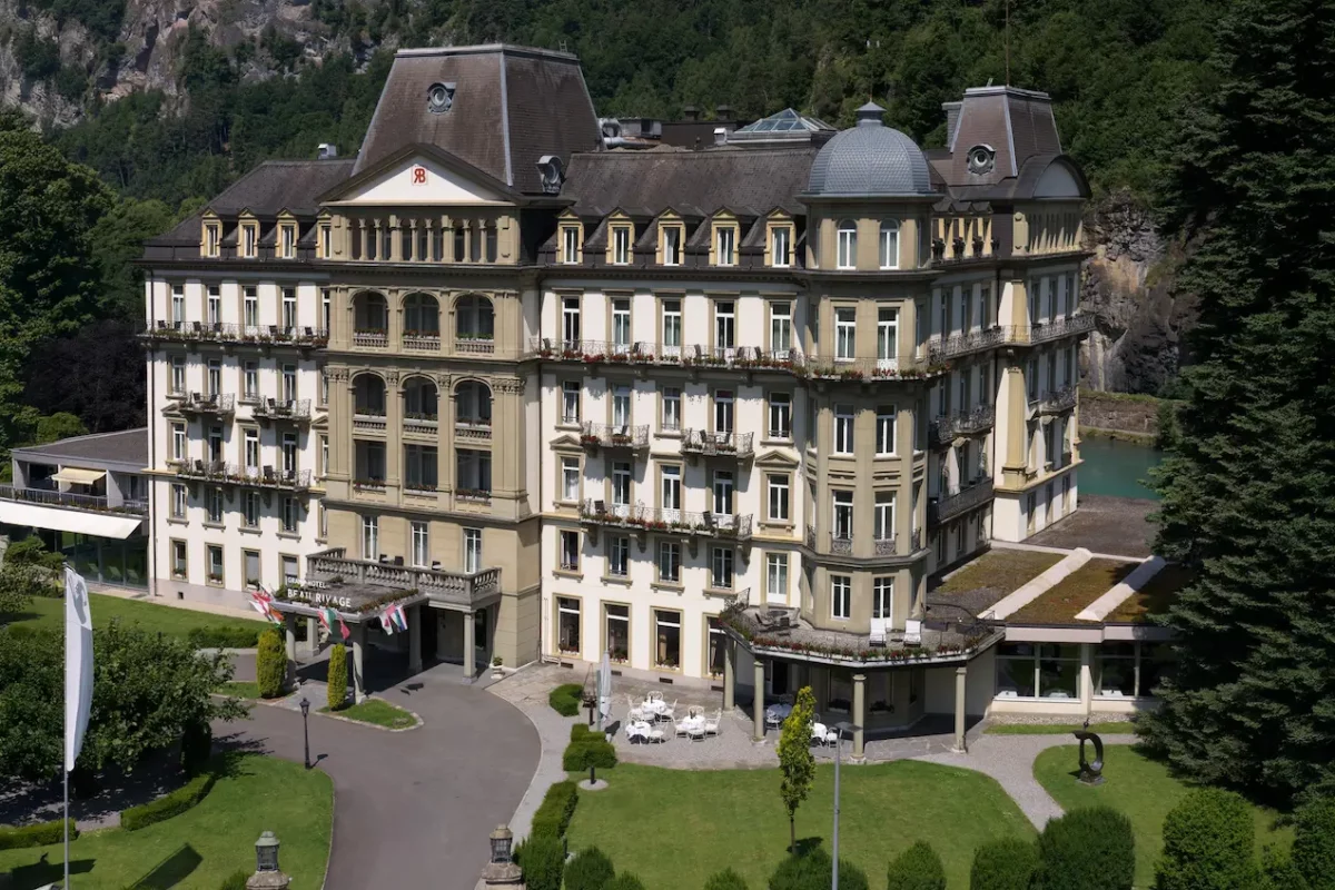 Exterior view of the Grand Hotel Beau-Rivage Interlaken