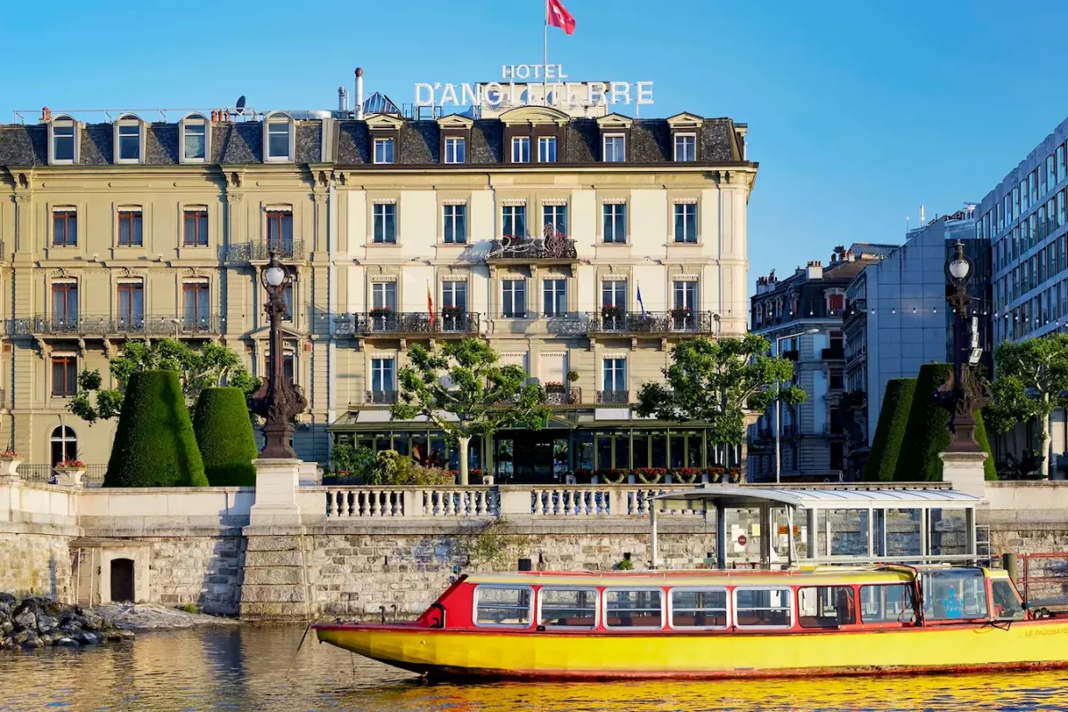 view of the hotel d'angleterre in geneva city